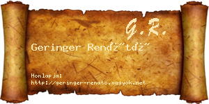Geringer Renátó névjegykártya